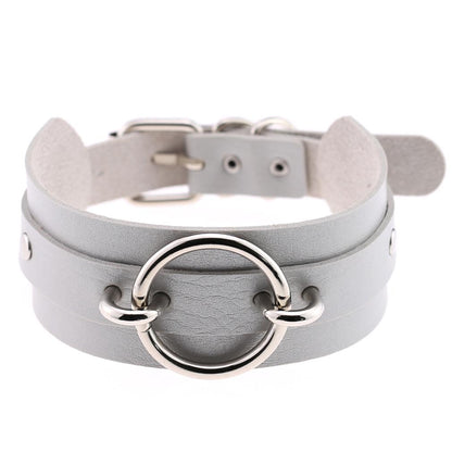 Exaggerated PU Leather Collar Neck Cover Wild O-shaped Necklace Neck Chain