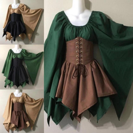 Medieval Elf Fairy Lace-Up Corset Dress