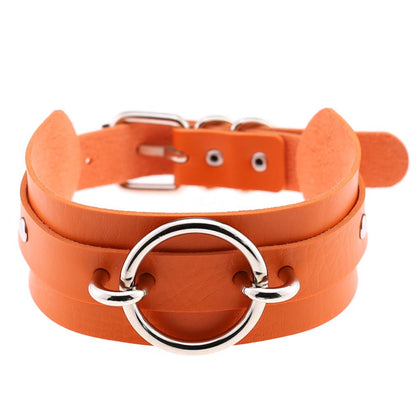 Exaggerated PU Leather Collar Neck Cover Wild O-shaped Necklace Neck Chain