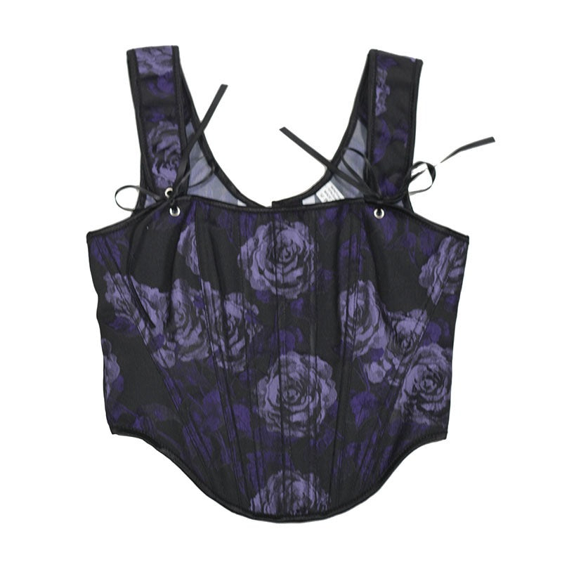 Rose Print Herringbone Corset Body Shaper