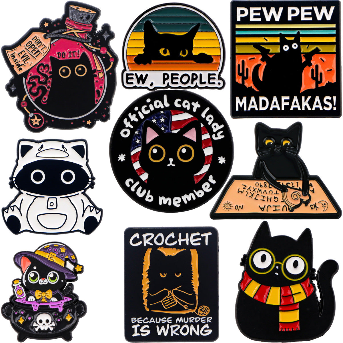 Cartoon Cute Black Cat Accessories Badge - Pins