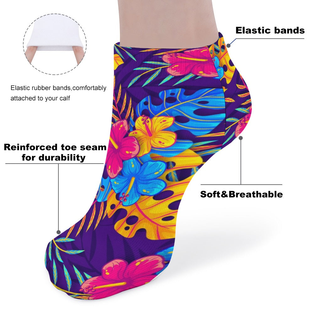 The Perfect Music Festival Ankle Socks (5 Pairs)  Sweat-Proof, Odor-Proof, Breathable Tropical Flower Socks