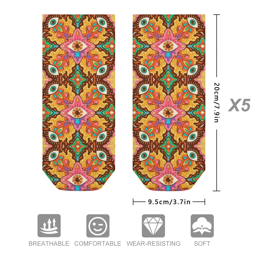 The Perfect Music Festival Ankle Socks (5 Pairs)  Sweat-Proof, Odor-Proof, Breathable 4th Dimensions Beings Socks