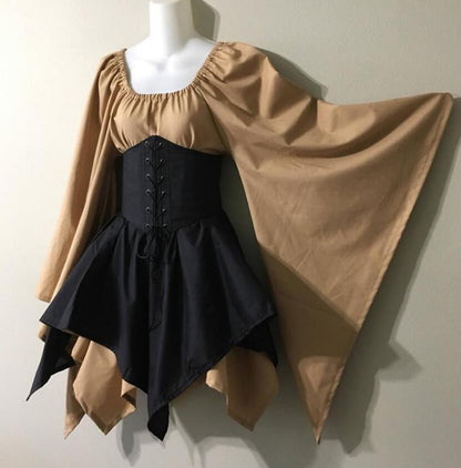Medieval Elf Fairy Lace-Up Corset Dress