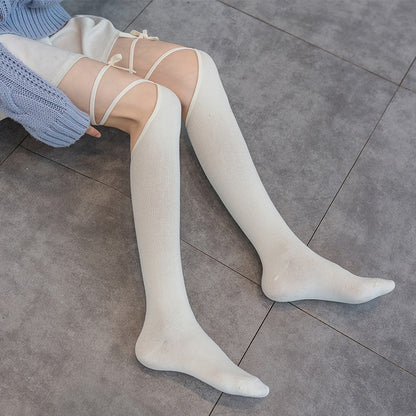 Lolita Cross-tie Over-knee Socks Sexy Long Tube Jk Uniform Calf Socks Female Japanese Middle and High Tube Stockings Cute Woman