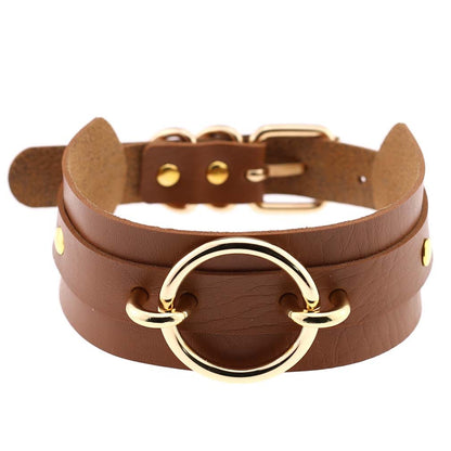 Exaggerated PU Leather Collar Neck Cover Wild O-shaped Necklace Neck Chain