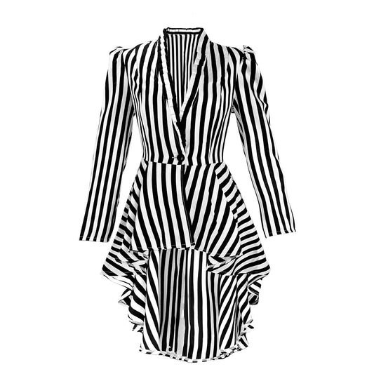 Medieval steampunk Victorian retro irregular striped coat tailcoat