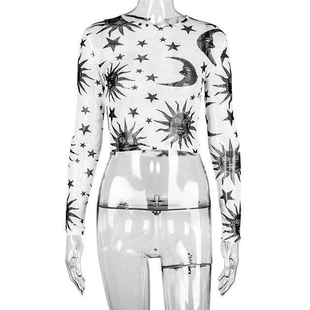 Moon Phases & Bad Habits Mesh Top