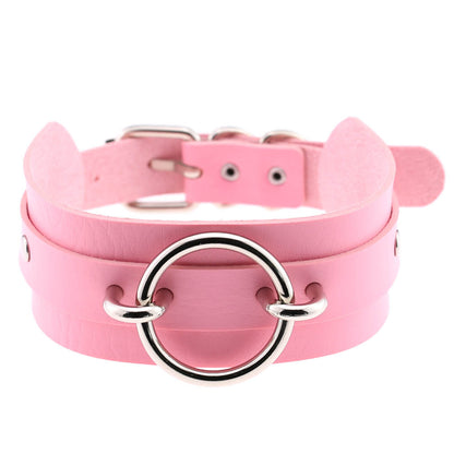 Exaggerated PU Leather Collar Neck Cover Wild O-shaped Necklace Neck Chain