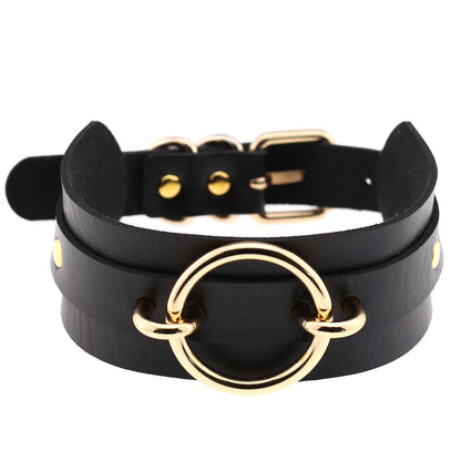 Exaggerated PU Leather Collar Neck Cover Wild O-shaped Necklace Neck Chain