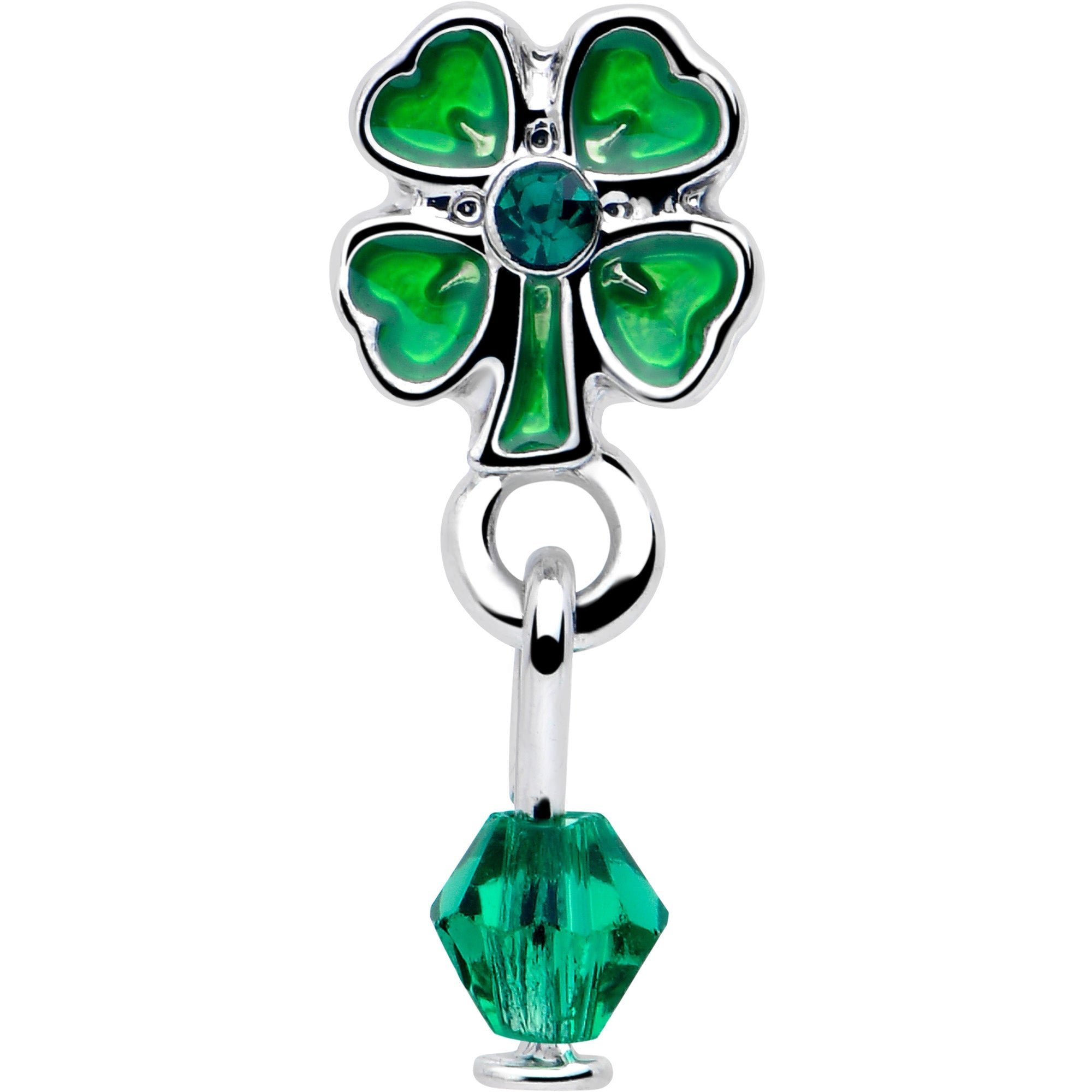 16G 5/16 Green Gem Shamrock Glam St Patricks Dangle Cartilage Earring