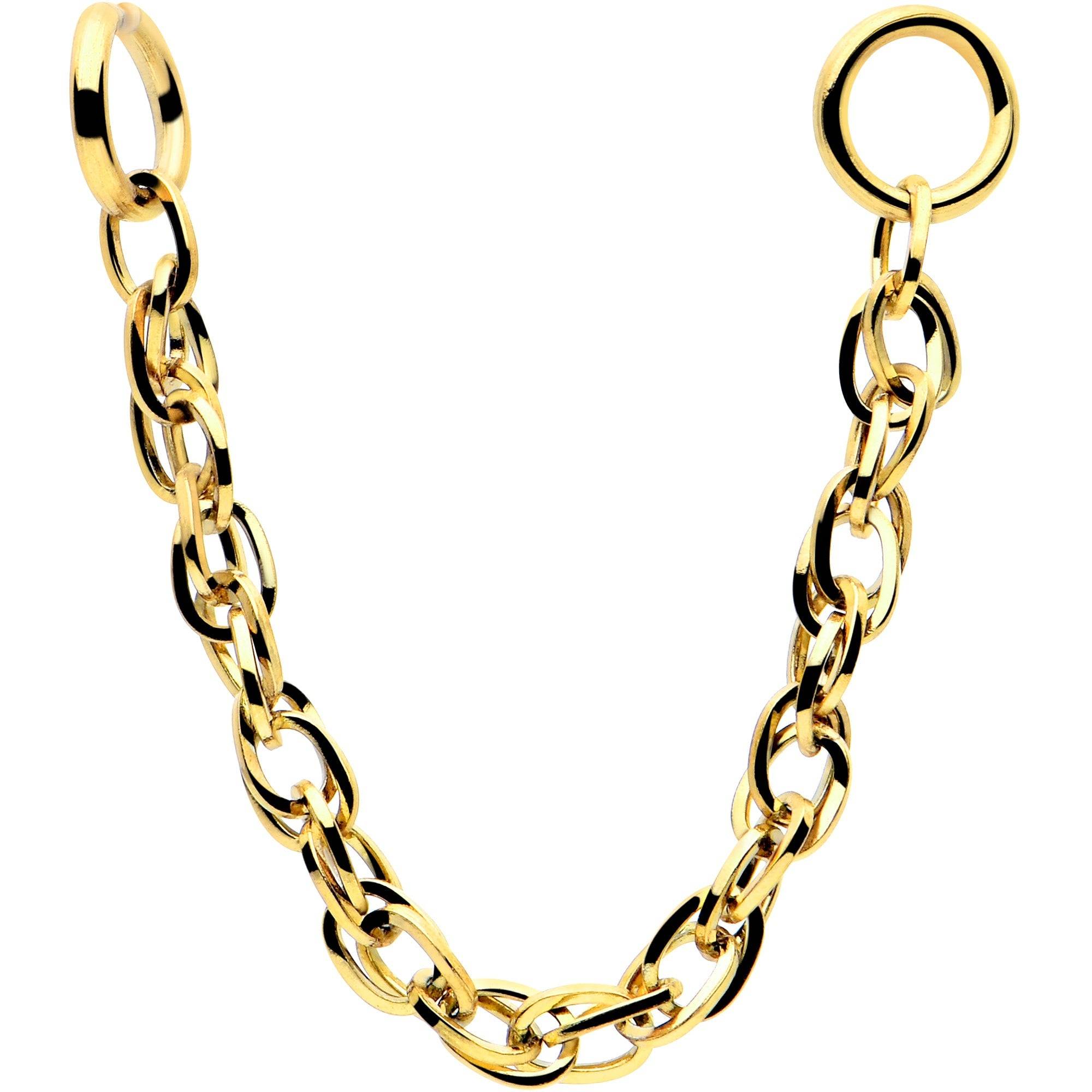 1 1/4 Gold Tone Flat Back Earring Removable Connector Chain Links