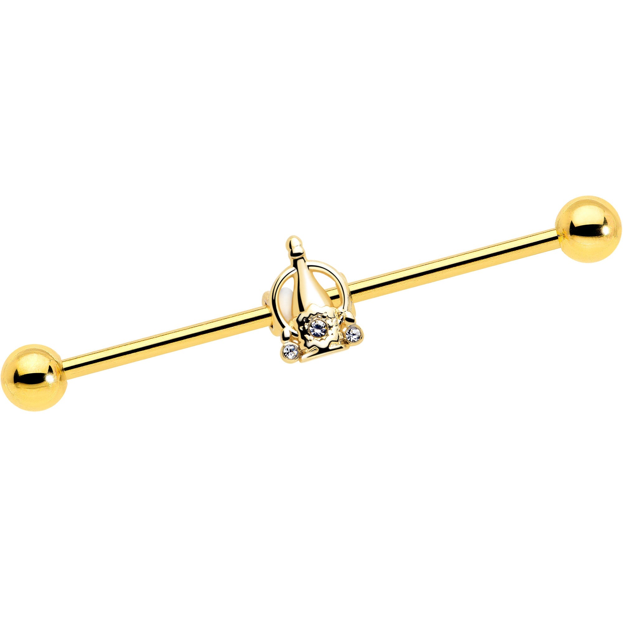 14G Clear Gem Champagne Dreams Industrial Barbell 38mm