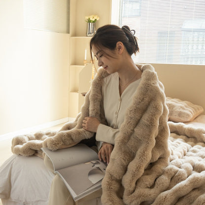 Double-Sided Rabbit Fleece Blanket – Plush, Soft, and Seriously Cozy