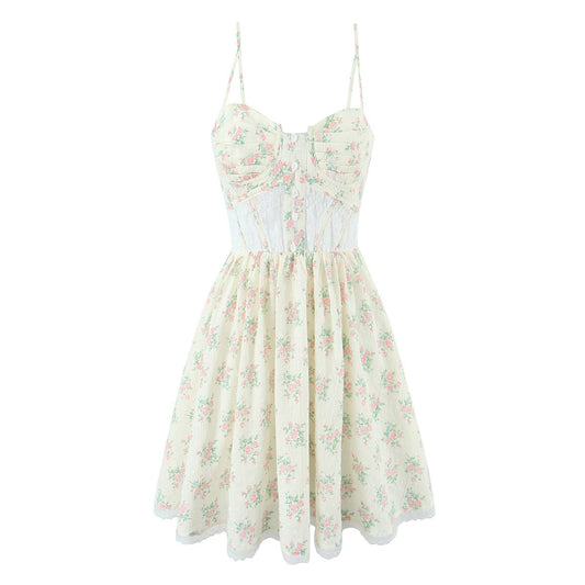 Lace Embroidery Corset Mini Dress