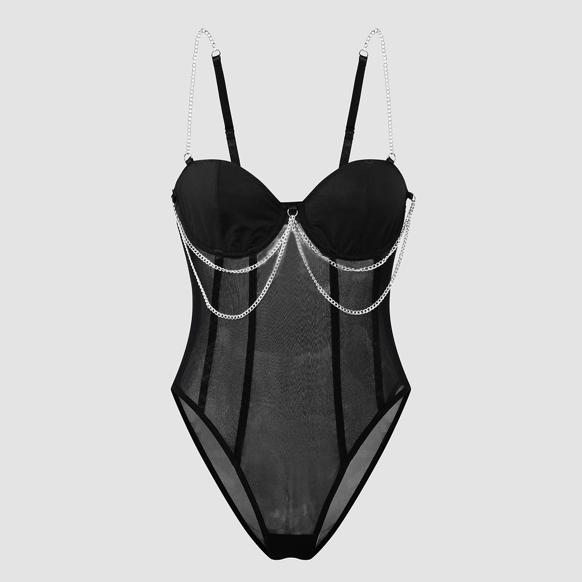 Metallic Chain Design Fitted Jumpsuit