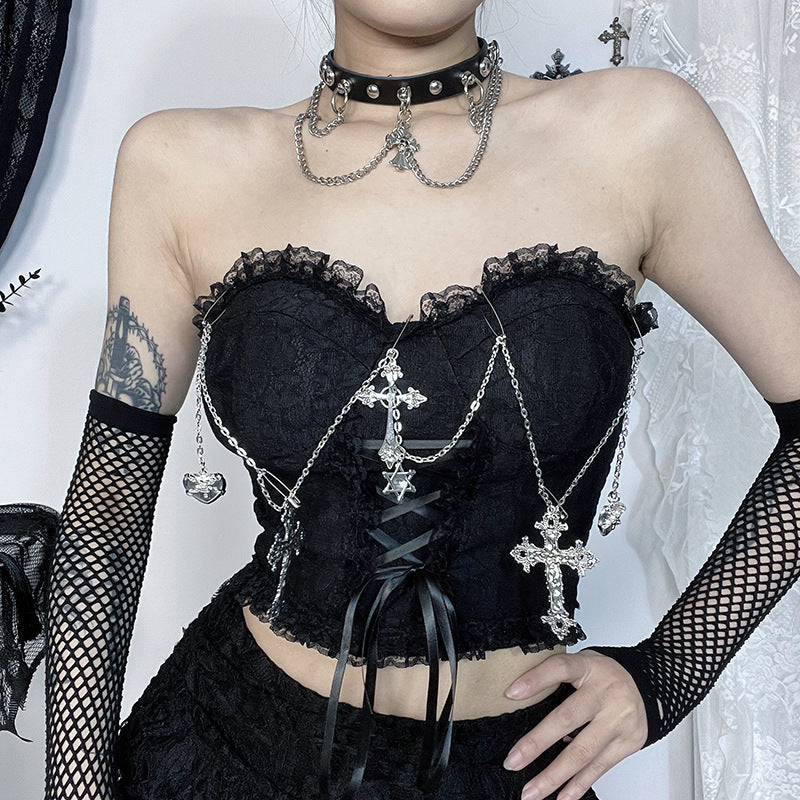 Cross Chain Corset Bodysuit