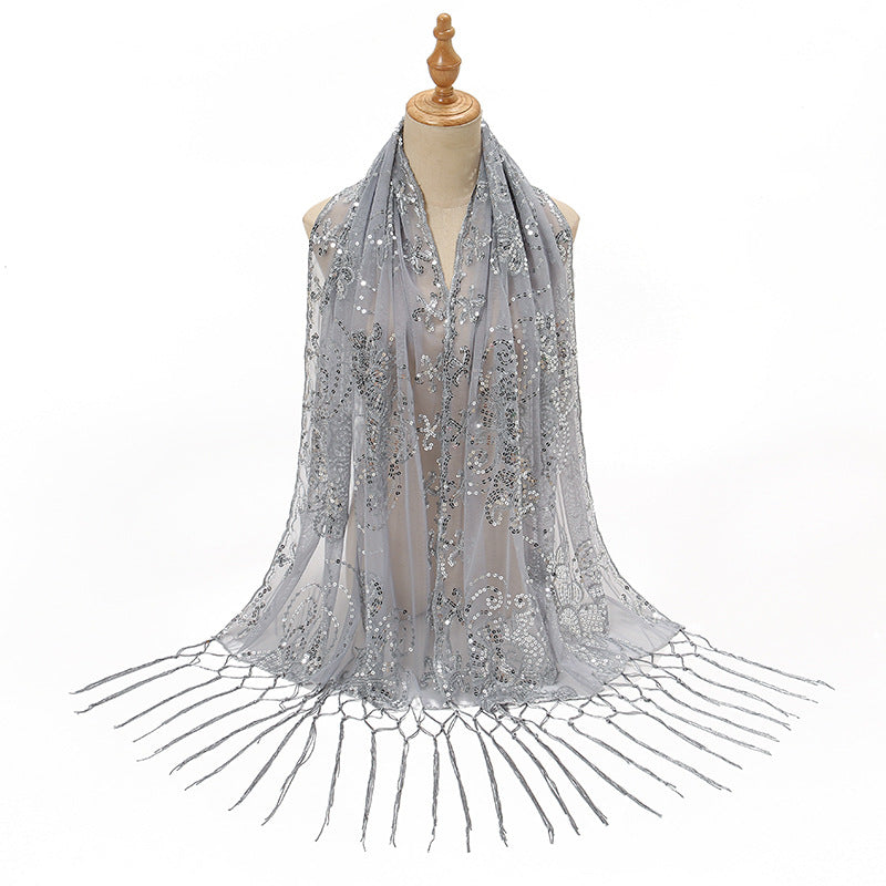 Golden Hour Fringe Sequin Shawl