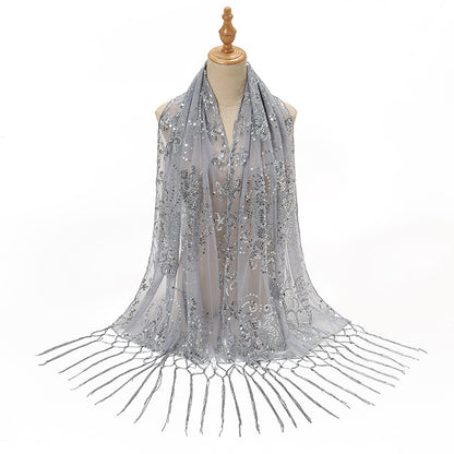 Golden Hour Fringe Sequin Shawl