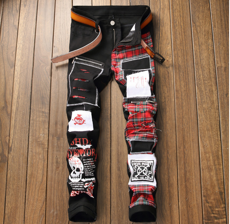 Black Pattern Split Personality Pants