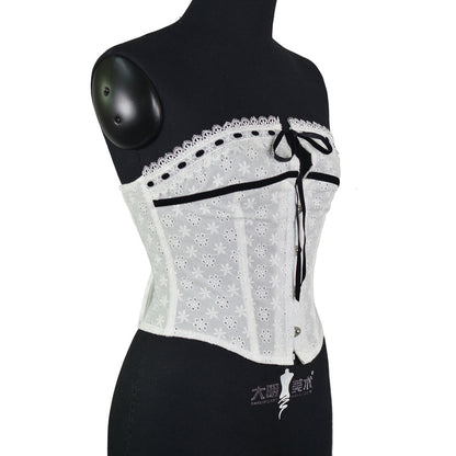 Hooked herringbone corset white