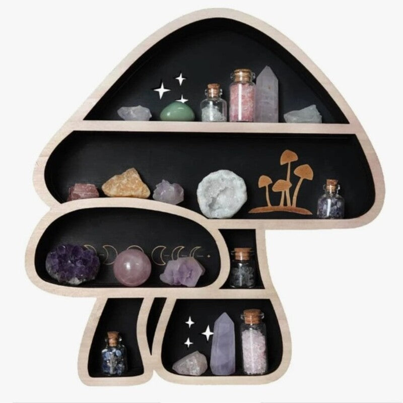 Witchy Decor Crystal Display Mushroom Shelf