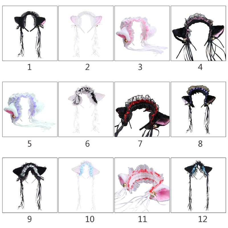 Ruffled Lace Lolita Cosplay Cat Ears