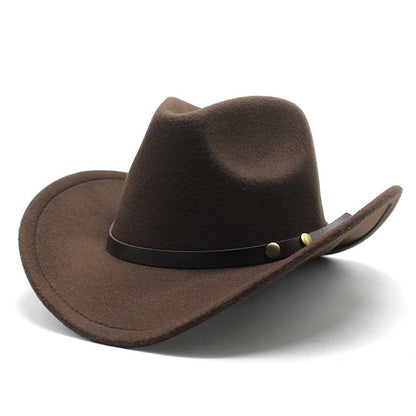 Western United States Denim Hat Felt Hat Mens And Womens Horse Riding Hat Curled Imitation Wool Jazz Hat Denim Hat