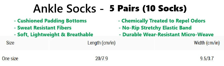 The Perfect Music Festival Ankle Socks (5 Pairs)  Sweat-Proof, Odor-Proof, Breathable Tropical Flower Socks