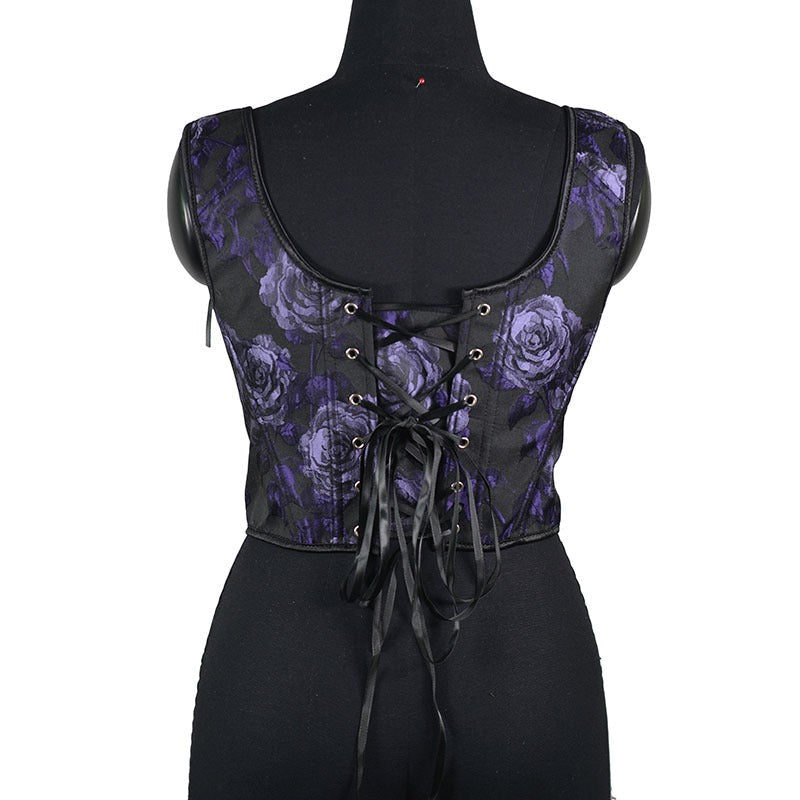 Rose Print Herringbone Corset Body Shaper