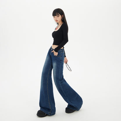 Blue Low-Waist Flared Jeans – Sass Meets Street