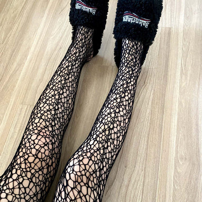 Hollow Black Sexy High-Value Net Red Star Burst With The Same Style Of Mermaid Spider Web Socks Beautiful Legs