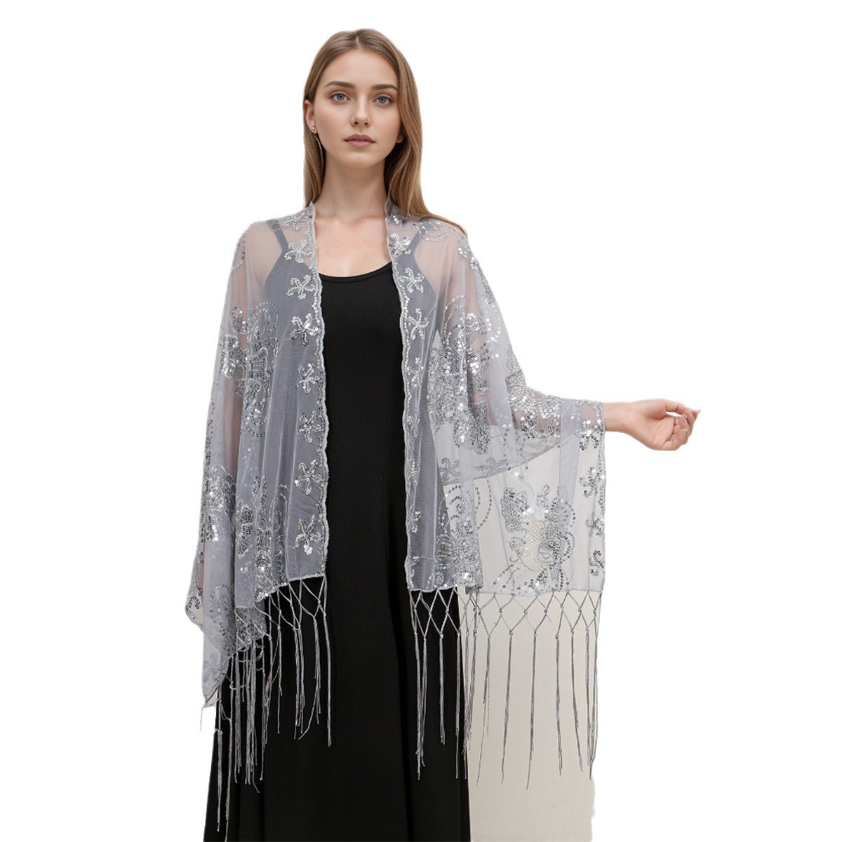 Golden Hour Fringe Sequin Shawl