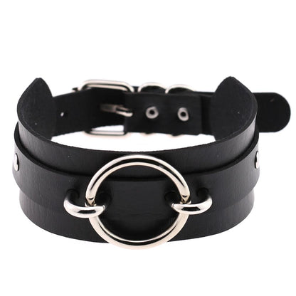 Exaggerated PU Leather Collar Neck Cover Wild O-shaped Necklace Neck Chain