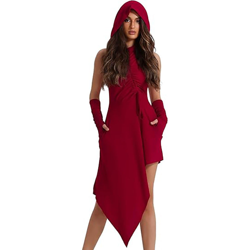 Irregular Hooded Dress