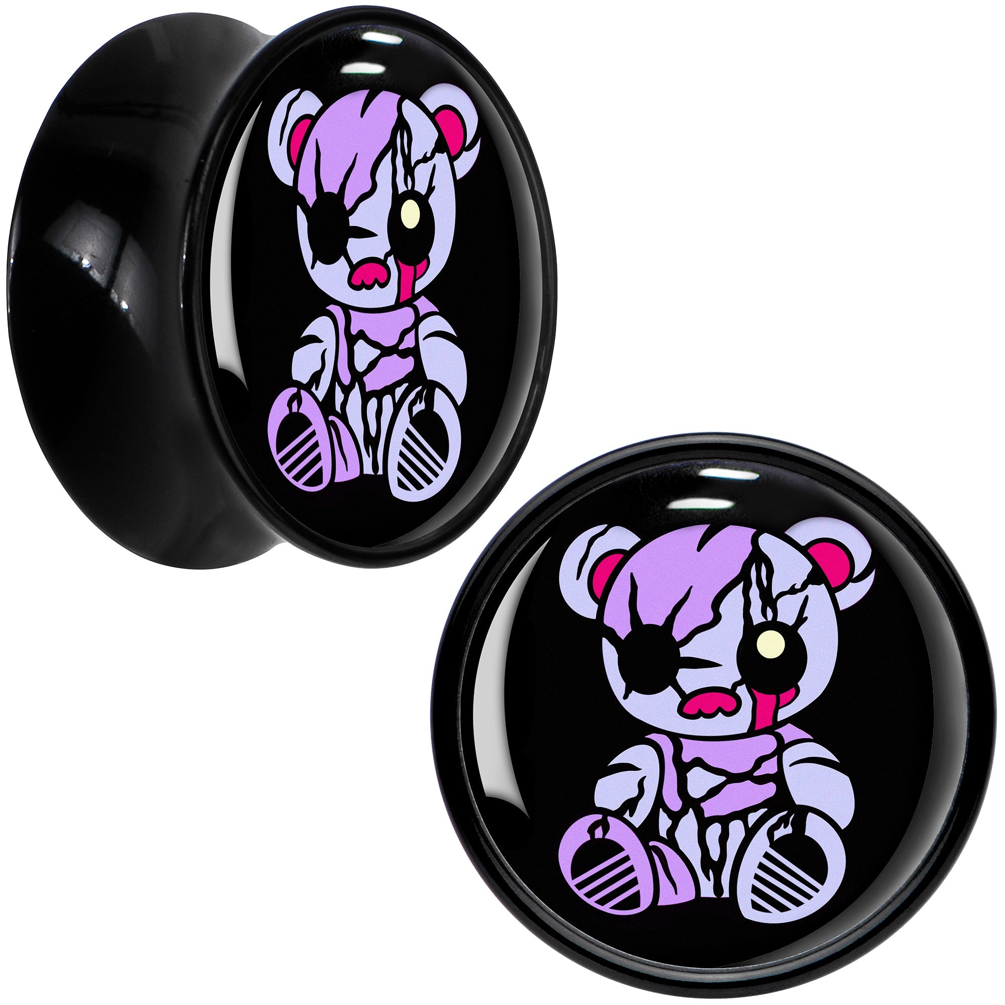 Attitude Teddy Bear Black Acrylic Saddle Plug Set by Onyx O