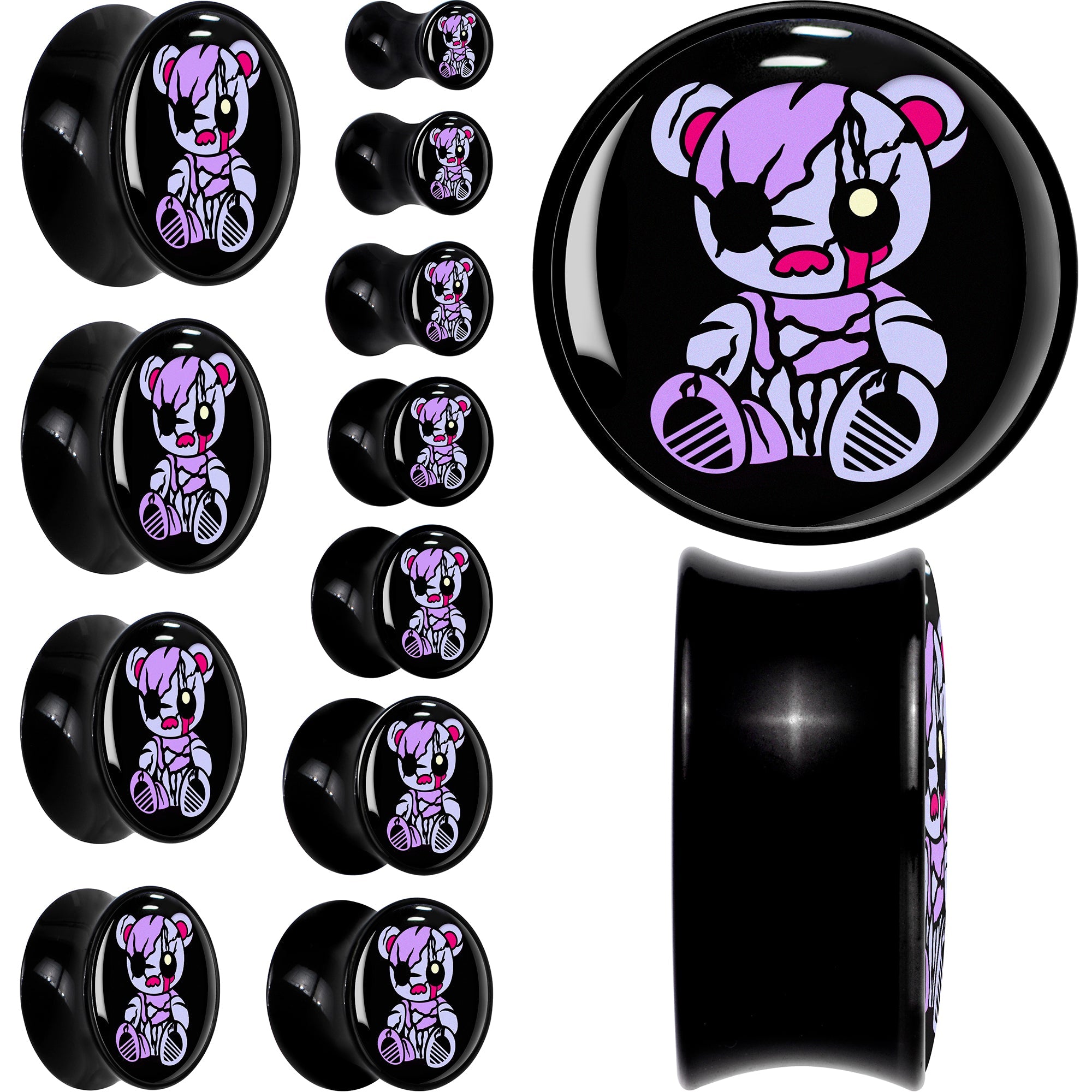 Attitude Teddy Bear Black Acrylic Saddle Plug Set by Onyx O