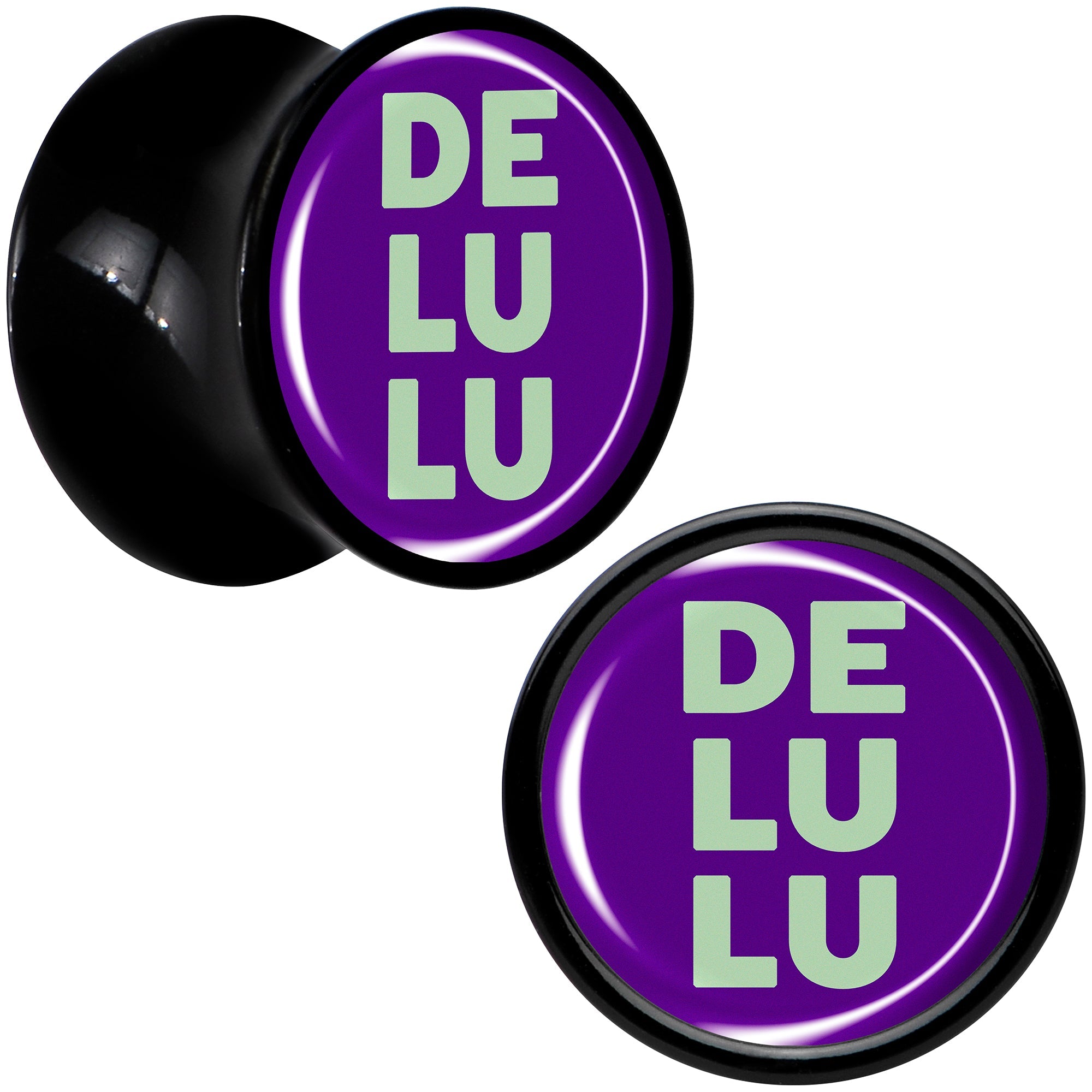 Word DELULU Black Acrylic Saddle Plug Set by Onyx O