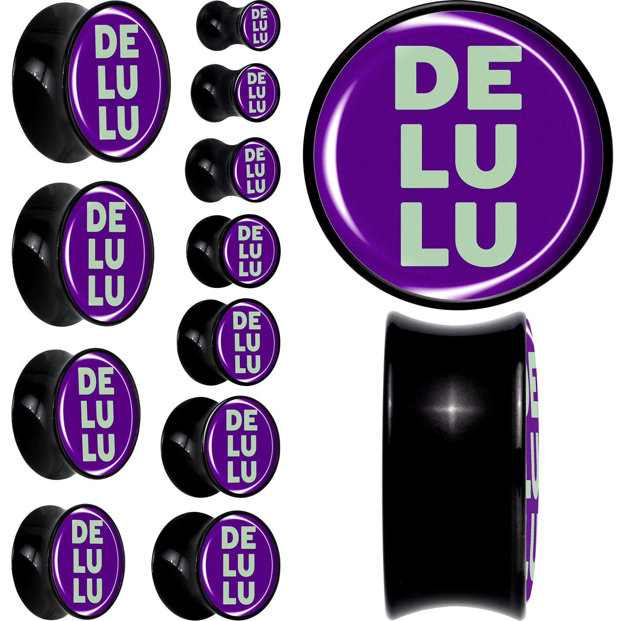 Word DELULU Black Acrylic Saddle Plug Set by Onyx O