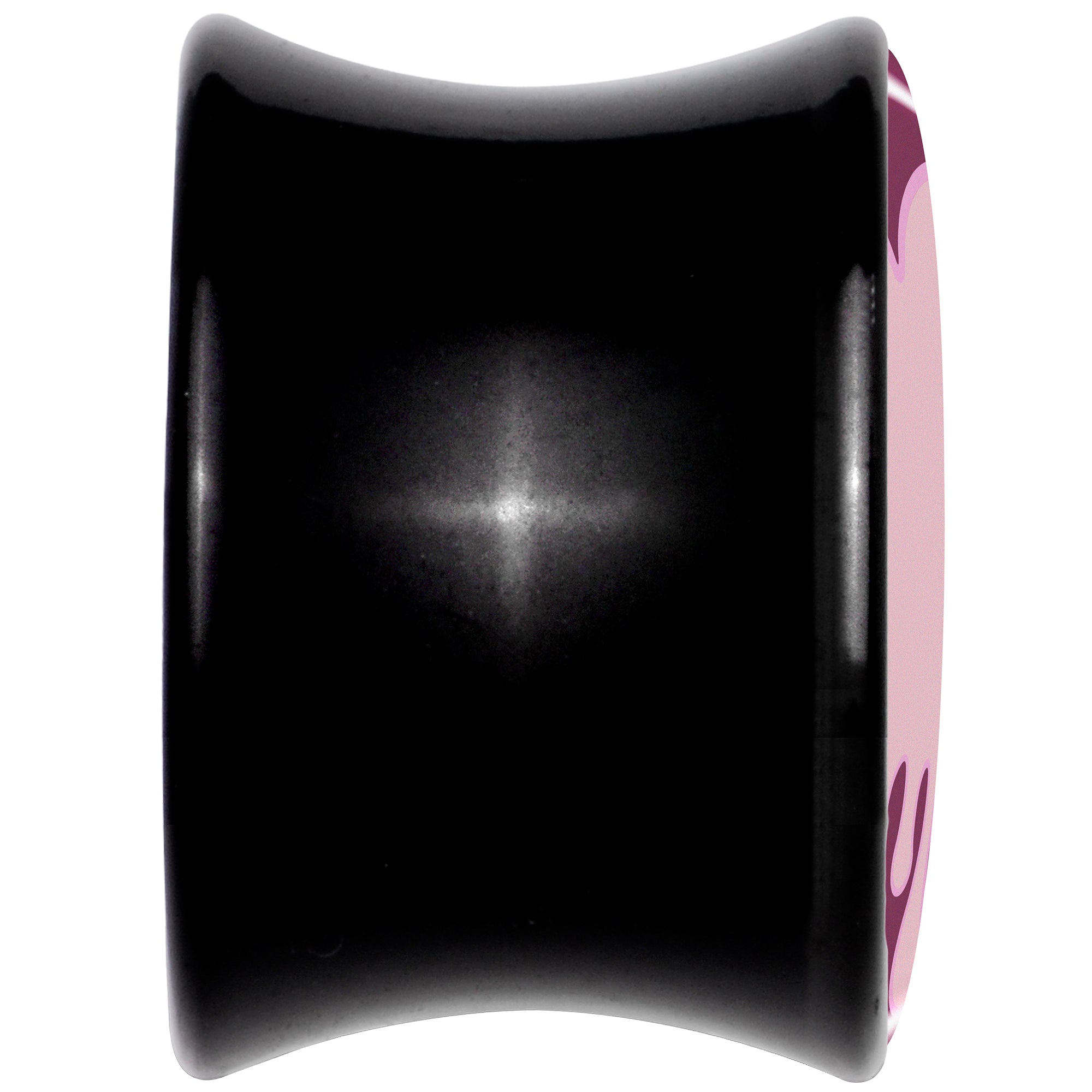Pinkish Melting Heart Black Acrylic Saddle Plug Set by Onyx O