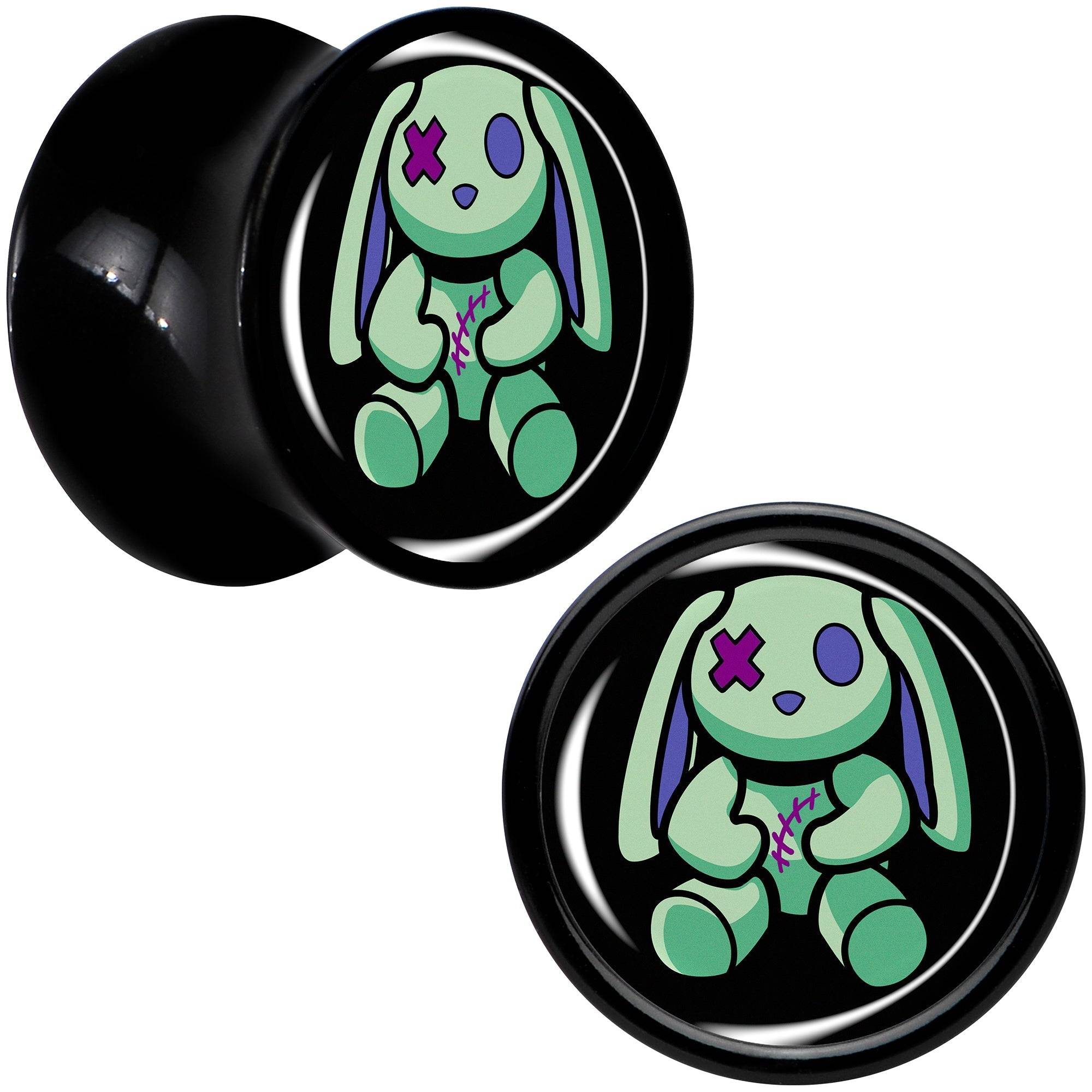 Zombie Bunny Black Acrylic Saddle Plug Set by Onyx O