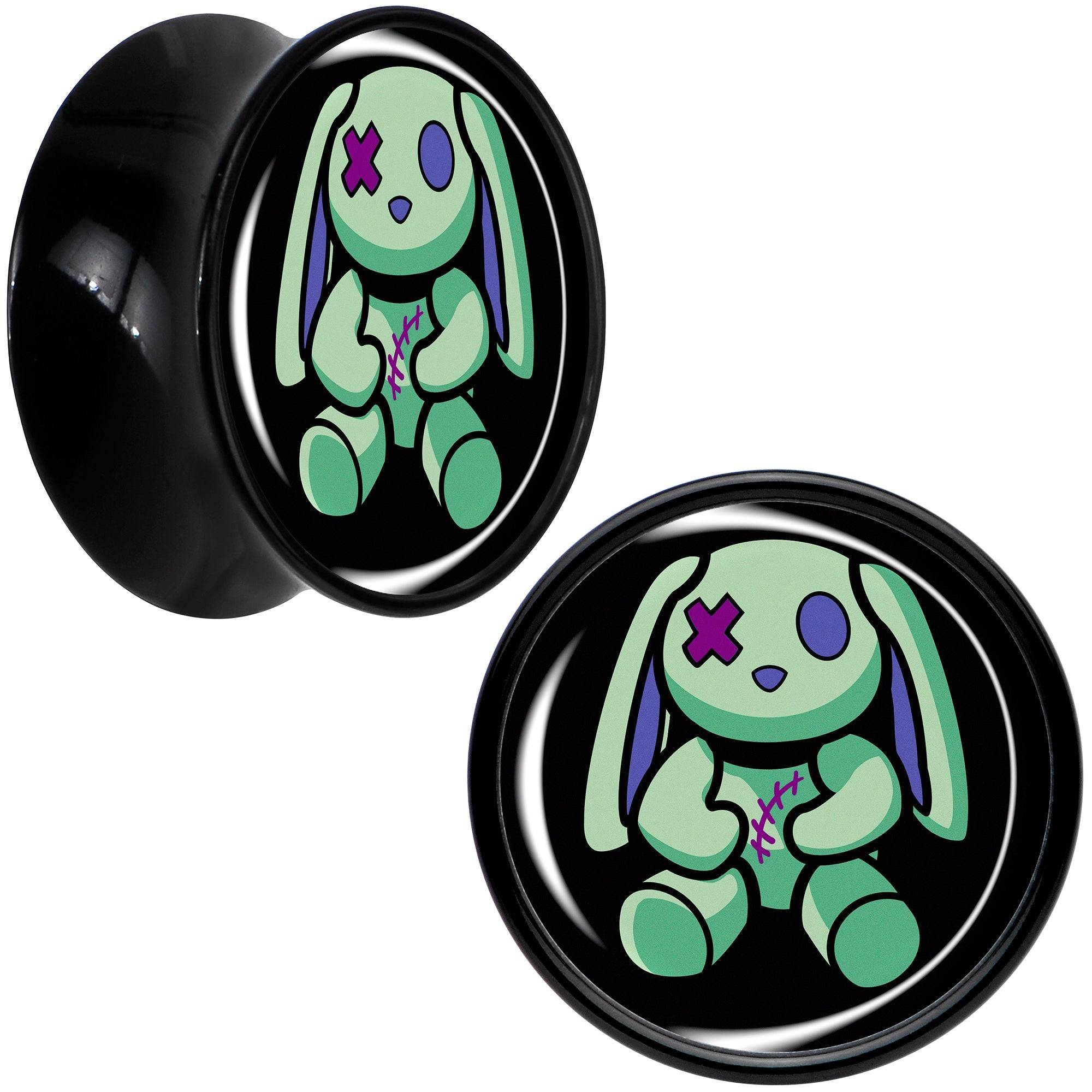 Zombie Bunny Black Acrylic Saddle Plug Set by Onyx O