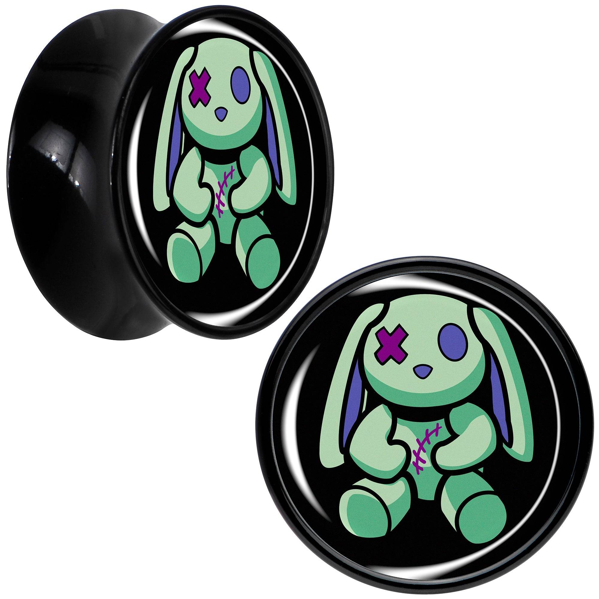 Zombie Bunny Black Acrylic Saddle Plug Set by Onyx O