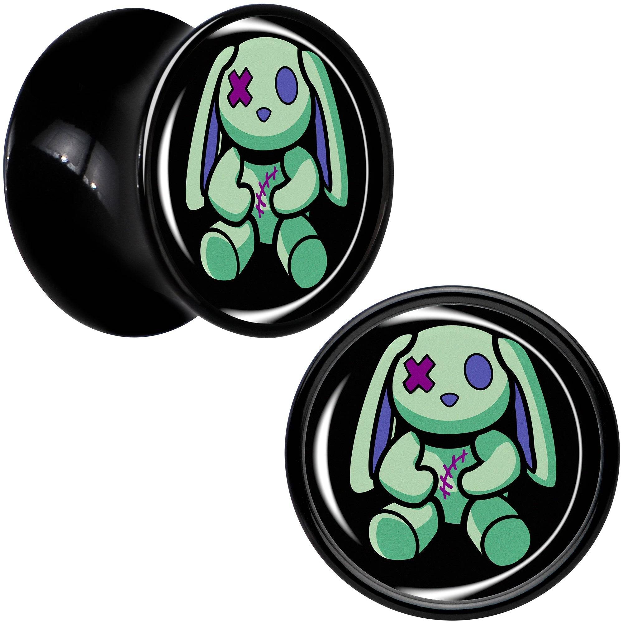 Zombie Bunny Black Acrylic Saddle Plug Set by Onyx O