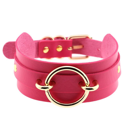 Exaggerated PU Leather Collar Neck Cover Wild O-shaped Necklace Neck Chain