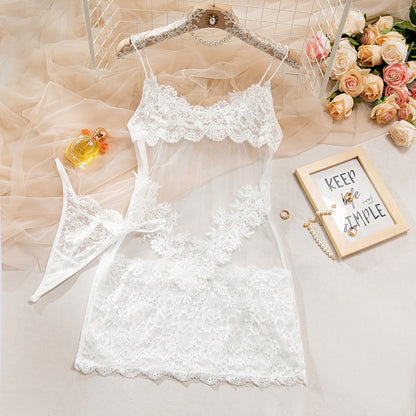 Dnika Mesh Splicing Strapless Nightgown Set