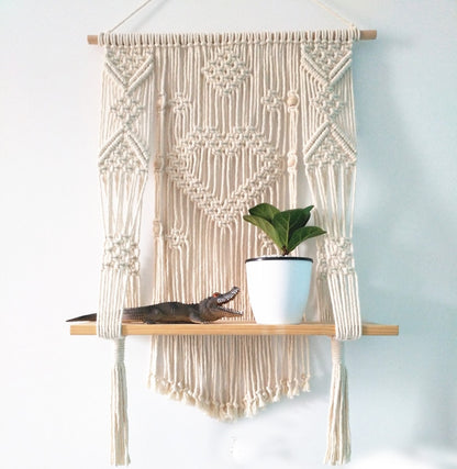 Boho Vibes Macrame Plant Hanger with Shelf