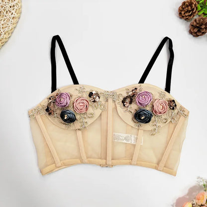 Sweet Bloom Mesh Corset Top