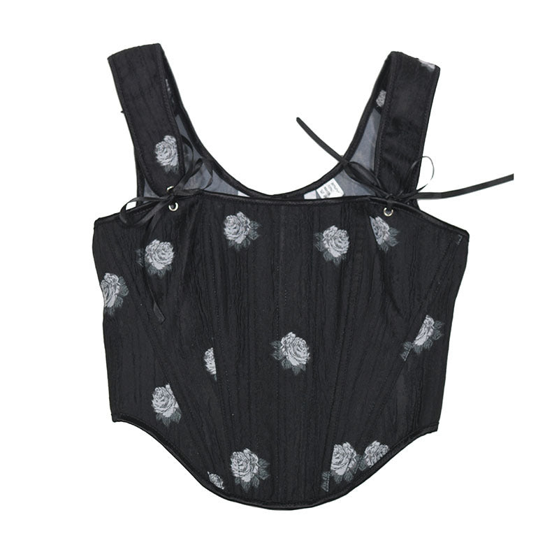 Rose Print Herringbone Corset Body Shaper