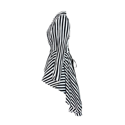 Medieval steampunk Victorian retro irregular striped coat tailcoat